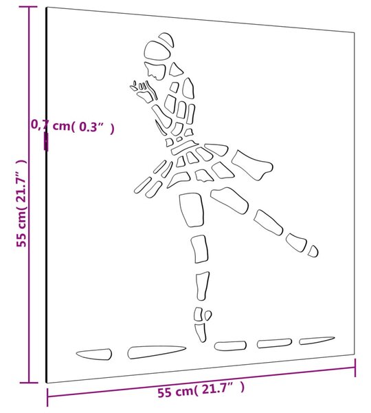 VidaXL Διακοσμητικό Κήπου Επιτοίχιο Μπαλαρίνα 105x55 εκ. Ατσάλι Corten