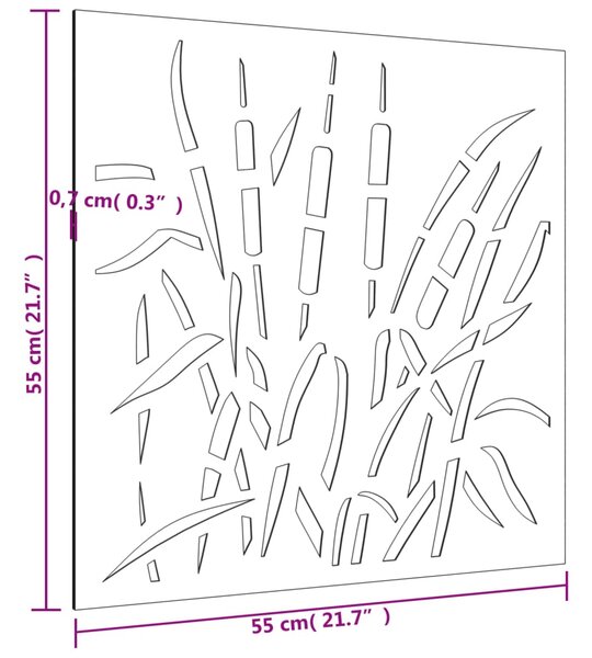 VidaXL Διακοσμητικό Κήπου Επιτοίχιο Σχ. Γρασίδι 55x55 εκ Ατσάλι Corten