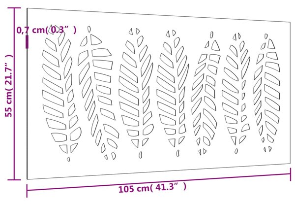 VidaXL Διακοσμητικό Κήπου Επιτοίχιο Σχ. Φύλλων 105x55 εκ Ατσάλι Corten