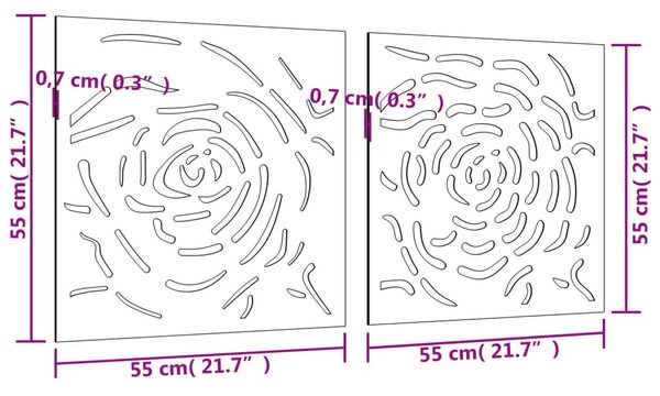 VidaXL Διακοσμητικά Κήπου Τριαντάφυλλα 2 τεμ. 55x55 εκ. Ατσάλι Corten