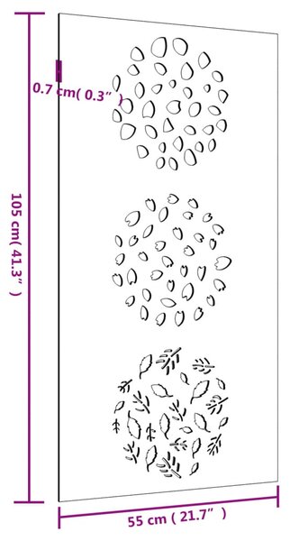 VidaXL Διακοσμητικό Κήπου Επιτοίχιο Σχ. Φύλλων 105x55 εκ Ατσάλι Corten
