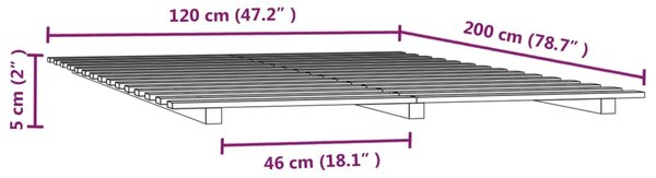 VidaXL Πλαίσιο Κρεβατιού Λευκό 120 x 200 εκ. από Μασίφ Ξύλο Πεύκου