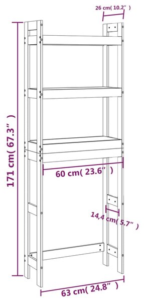 VidaXL Ραφιέρα για Τουαλέτα Λευκή 63 x 26 x 171 εκ. Μασίφ Ξύλο Πεύκου