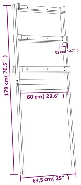 VidaXL Ραφιέρα για Τουαλέτα 63,5 x 32 x 179 εκ. από Μασίφ Ξύλο Πεύκου