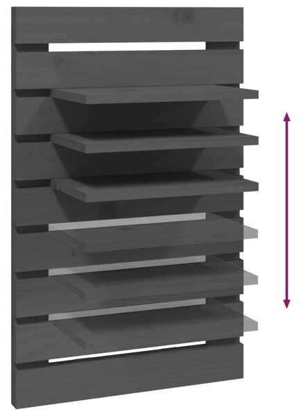 VidaXL Ράφια Κομοδίνου Επιτοίχια 2 τεμ. Γκρι από Μασίφ Ξύλο Πεύκου