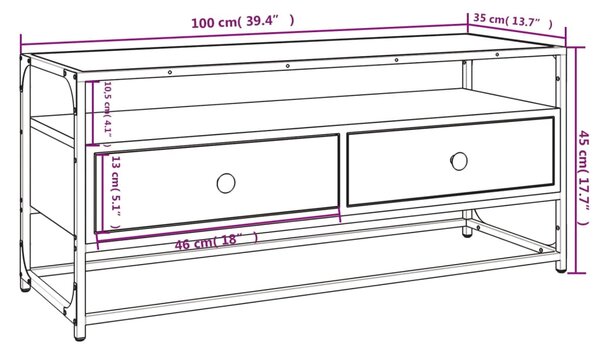 VidaXL Έπιπλο Τηλεόρασης Μαύρο 100x35x45 εκ. από Επεξεργασμένο Ξύλο