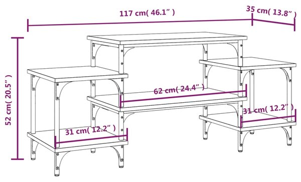 VidaXL Έπιπλο Τηλεόρασης Μαύρο 117 x 35 x 52 εκ. Επεξεργασμένο Ξύλο