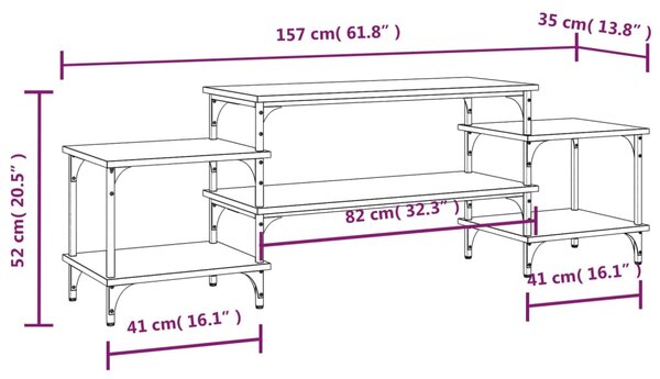 VidaXL Έπιπλο Τηλεόρασης Μαύρο 157x35x52 εκ. Επεξ. Επεξεργασμένο Ξύλο