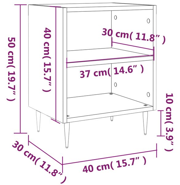 VidaXL Κομοδίνο Sonoma Δρυς 40x30x50 εκ. από Επεξεργασμένο Ξύλο