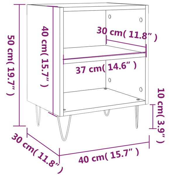 VidaXL Κομοδίνο Sonoma Δρυς 40x30x50 εκ. από Επεξεργασμένο Ξύλο