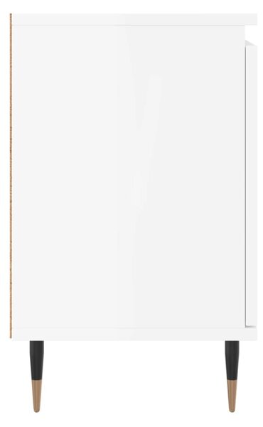 VidaXL Κομοδίνο Γυαλ. Λευκό 40 x 30 x 50 εκ. από Επεξεργασμένο Ξύλο