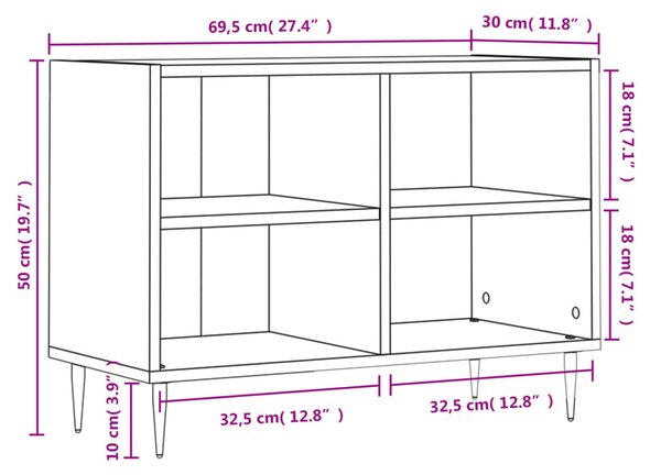 VidaXL Έπιπλο Τηλεόρασης Καφέ Δρυς 69,5x30x50 εκ. Επεξεργασμένο Ξύλο