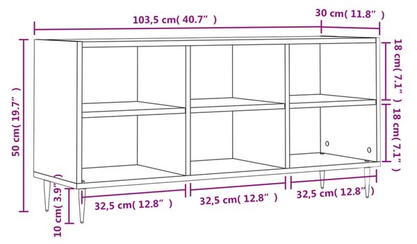 VidaXL Έπιπλο Τηλεόρασης Καπνιστή Δρυς 103,5x30x50 Επεξεργασμένο Ξύλο