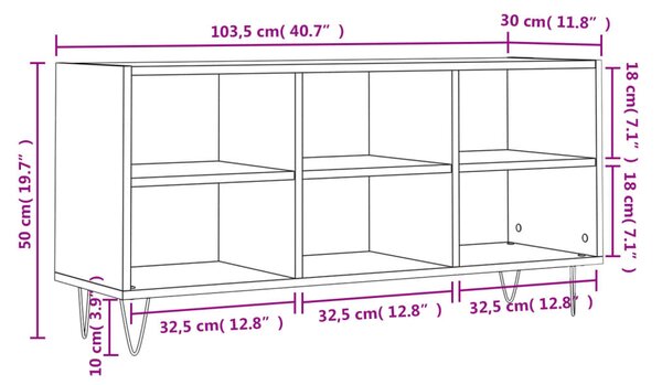 VidaXL Έπιπλο Τηλεόρασης Μαύρο 103,5x30x50 εκ. από Επεξεργασμένο Ξύλο