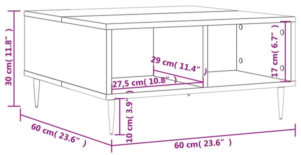 VidaXL Τραπεζάκι Σαλονιού Λευκό 60 x 60 x 30 εκ. Επεξεργασμένο Ξύλο