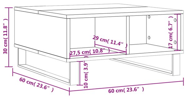 VidaXL Τραπεζάκι Σαλονιού Λευκό 60 x 60 x 30 εκ. Επεξεργασμένο Ξύλο