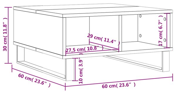 VidaXL Τραπεζάκι Σαλονιού Καπνιστή Δρυς 60x60x30 εκ. Επεξεργασμ. Ξύλο