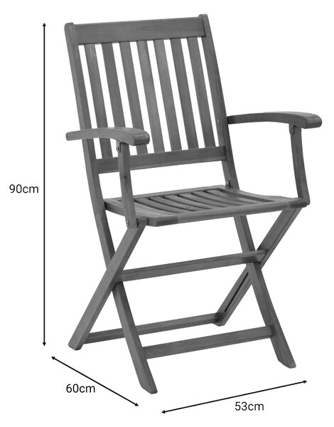 Πολυθρόνα Joter pakoworld πτυσσόμενη ξύλο ακακίας φυσικό 53x60x90εκ