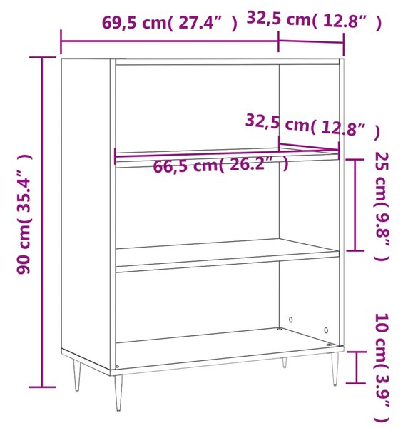 VidaXL Βιβλιοθήκη Sonoma Δρυς 69,5 x 32,5 x 90 εκ. από Επεξεργ. Ξύλο