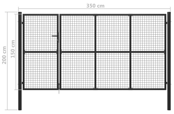 VidaXL Πόρτα Περίφραξης Κήπου Ανθρακί 350 x 150 εκ. Ατσάλινη