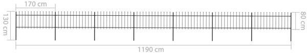 VidaXL Κάγκελα Περίφραξης με Λόγχες Μαύρα 11,9 x 0,8 μ. από Χάλυβα