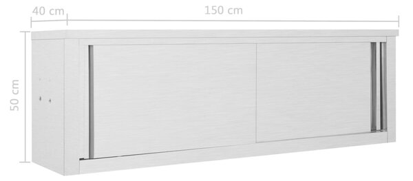 VidaXL Ερμάριο Τοίχου με Συρόμενες Πόρτες 150x40x50 εκ. Ανοξ. Ατσάλι