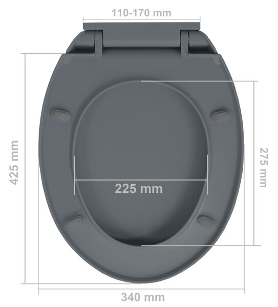 VidaXL Κάλυμμα Λεκάνης με Μηχανισμό Soft Close Οβάλ Γκρι