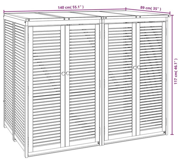 VidaXL Πλαίσιο Διπλού Κάδου Απορριμάτων 140x89x117 εκ. Μασίφ Ακακία