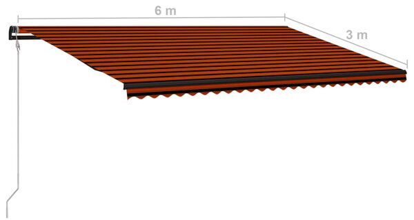 VidaXL Τέντα Συρόμενη Αυτόματη Πορτοκαλί / Καφέ 600 x 300 εκ
