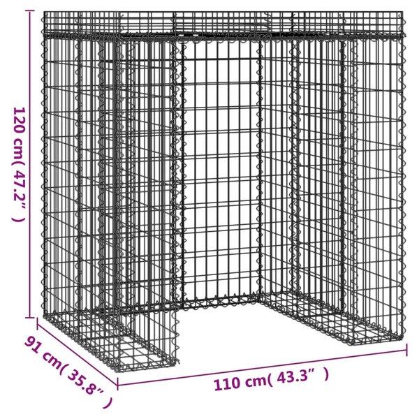 VidaXL Συρματοκιβώτιο Τοίχου Κάδο Απορ. 110x91x120εκ Γαλβαν. Σίδηρος