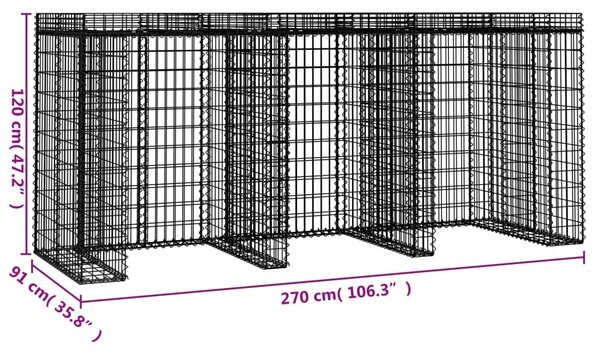 VidaXL Συρματοκιβώτιο Τοίχου Κάδου Απορ. 270x91x120 εκ Γαλβαν. Σίδηρος