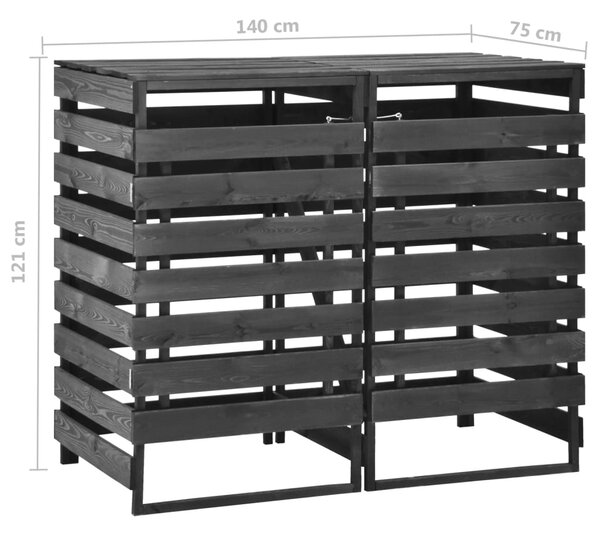 VidaXL Πλαίσιο Διπλό για Κάδους 140x75x121 εκ. Βαμμένο Μασίφ Πεύκο