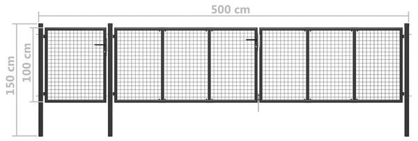 VidaXL Πόρτα Περίφραξης Κήπου Ανθρακί 500 x 100 εκ. Ατσάλινη