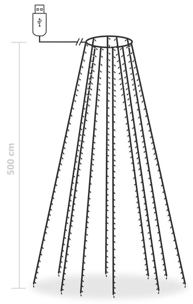 VidaXL Λαμπάκια Δέντρου 500 LED Εσωτ./Εξωτ. Χώρου Ψυχρό Λευκό 500 εκ