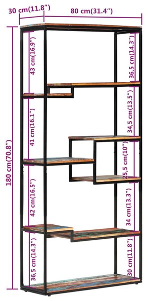 VidaXL Βιβλιοθήκη 80 x 30 x 180 εκ. από Μασίφ Ανακυκλωμένο Ξύλο