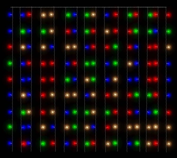 VidaXL Κουρτίνα LED Φωτάκια 300 LED Πολύχρωμα 3 x 3 μ. 8 Λειτουργίες