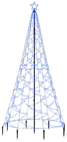 VidaXL Χριστουγεννιάτικο Δέντρο Μπλε 3 μ. 500 LED με Μεταλλικό Στύλο