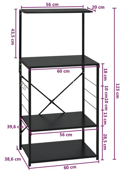 VidaXL Ντουλάπι Φούρνου Μικροκυμάτων Μαύρο 60x39,6x123 εκ. Επεξ. Ξύλο