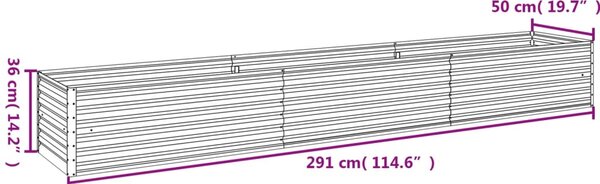 VidaXL Ζαρντινιέρα 291 x 50 x 36 εκ. από Ατσάλι Σκληρυθέν στον Αέρα