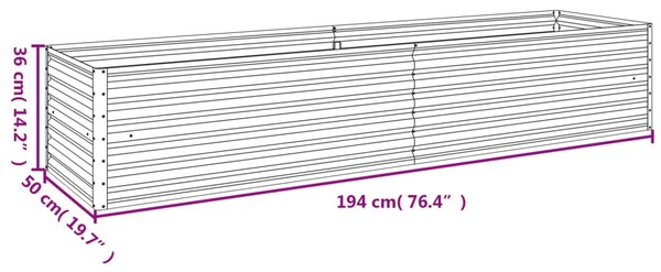 VidaXL Ζαρντινιέρα 194 x 50 x 36 εκ. από Ατσάλι Σκληρυθέν στον Αέρα