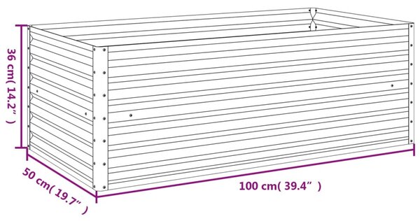 VidaXL Ζαρντινιέρα 100 x 50 x 36 εκ. από Ατσάλι Σκληρυθέν στον Αέρα