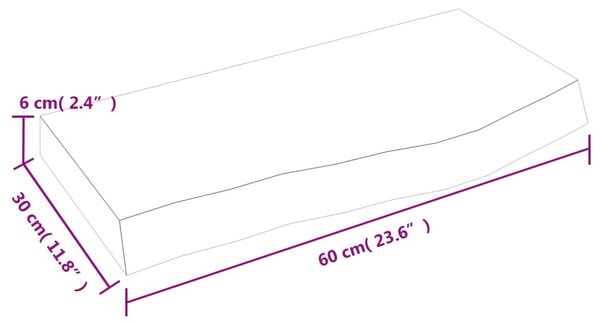 VidaXL Ράφι Τοίχου 60x30x(2-6) εκ. από Ακατέργαστο Μασίφ Ξύλο Δρυός