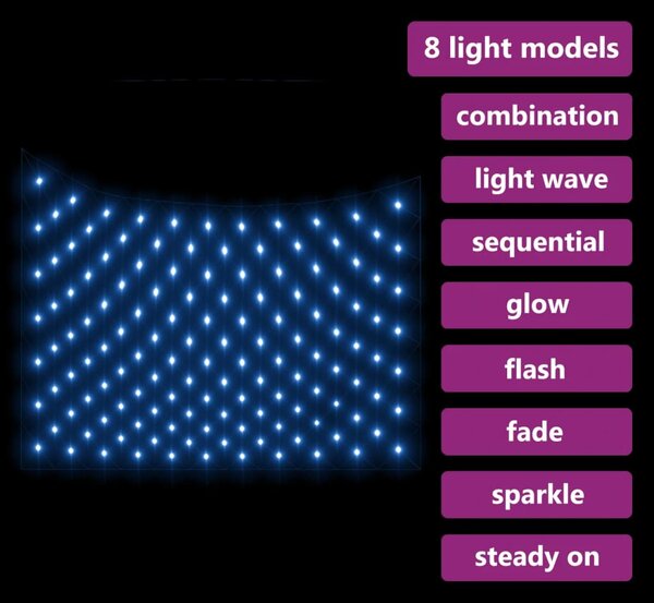 VidaXL Χριστουγεν. Φωτάκια Δίχτυ Γαλάζια Εσ./Εξ Χώρου 3 x 2 μ. 204 LED