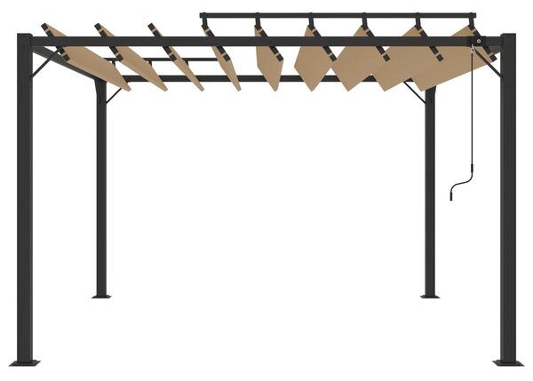 VidaXL Κιόσκι με Ανοιγόμενη Οροφή Taupe 3 x 3 μ. Ύφασμα και Αλουμίνιο