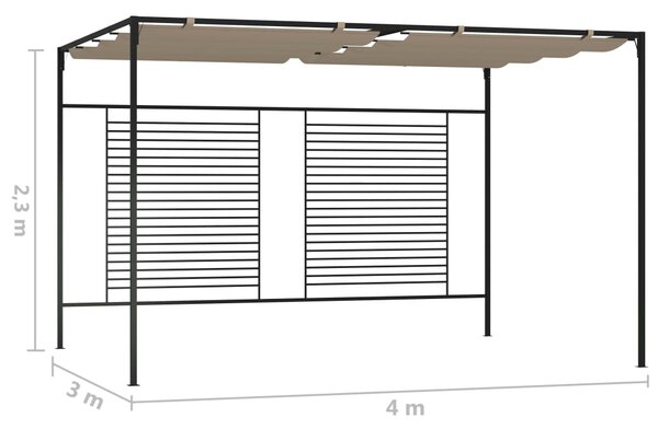 VidaXL Κιόσκι Γκρι / Μπεζ 3 x 4 x 2,3 εκ. 180 γρ./μ² με Συρόμενη Οροφή