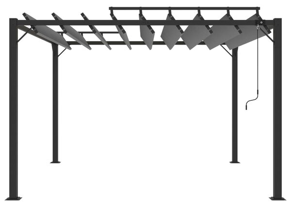 VidaXL Κιόσκι με Ανοιγόμενη Οροφή Ανθρακί 3x3 μ. Ύφασμα και Αλουμίνιο