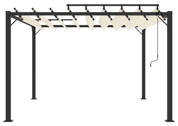 VidaXL Κιόσκι με Ανοιγόμενη Οροφή Κρεμ 3 x 3 μ. Ύφασμα και Αλουμίνιο