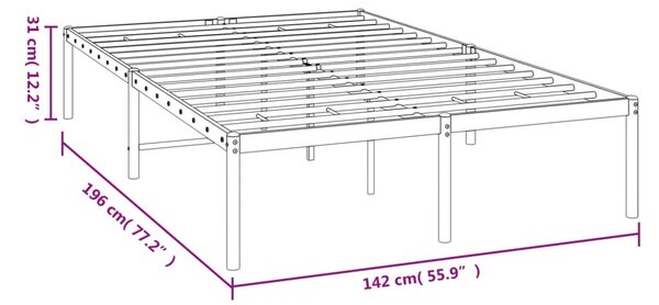 VidaXL Πλαίσιο Κρεβατιού Λευκό 135 x 190 εκ. Μεταλλικό