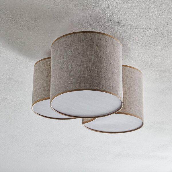 TK Lighting Φωτιστικό οροφής Mona Nature, 3 φτερά, λινό φυσικό, ρυθμιζόμενος, Σαλόνι / τραπεζαρία, Ύφασμα / Κλωστοϋφαντουργία, σύγχρονο