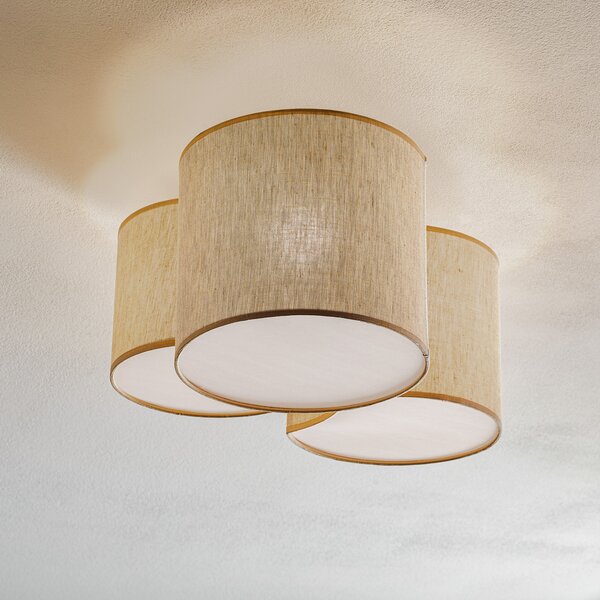 TK Lighting Φωτιστικό οροφής Mona Nature, 3 φτερά, λινό φυσικό, ρυθμιζόμενος, Σαλόνι / τραπεζαρία, Ύφασμα / Κλωστοϋφαντουργία, σύγχρονο